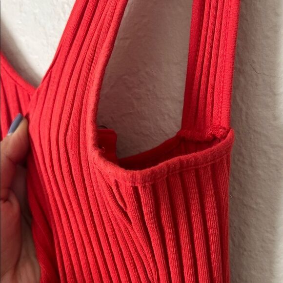 Enza Costa Military Rib Button Front Midi Dress in Cayenne Size Small but fits M - Picture 6 of 14